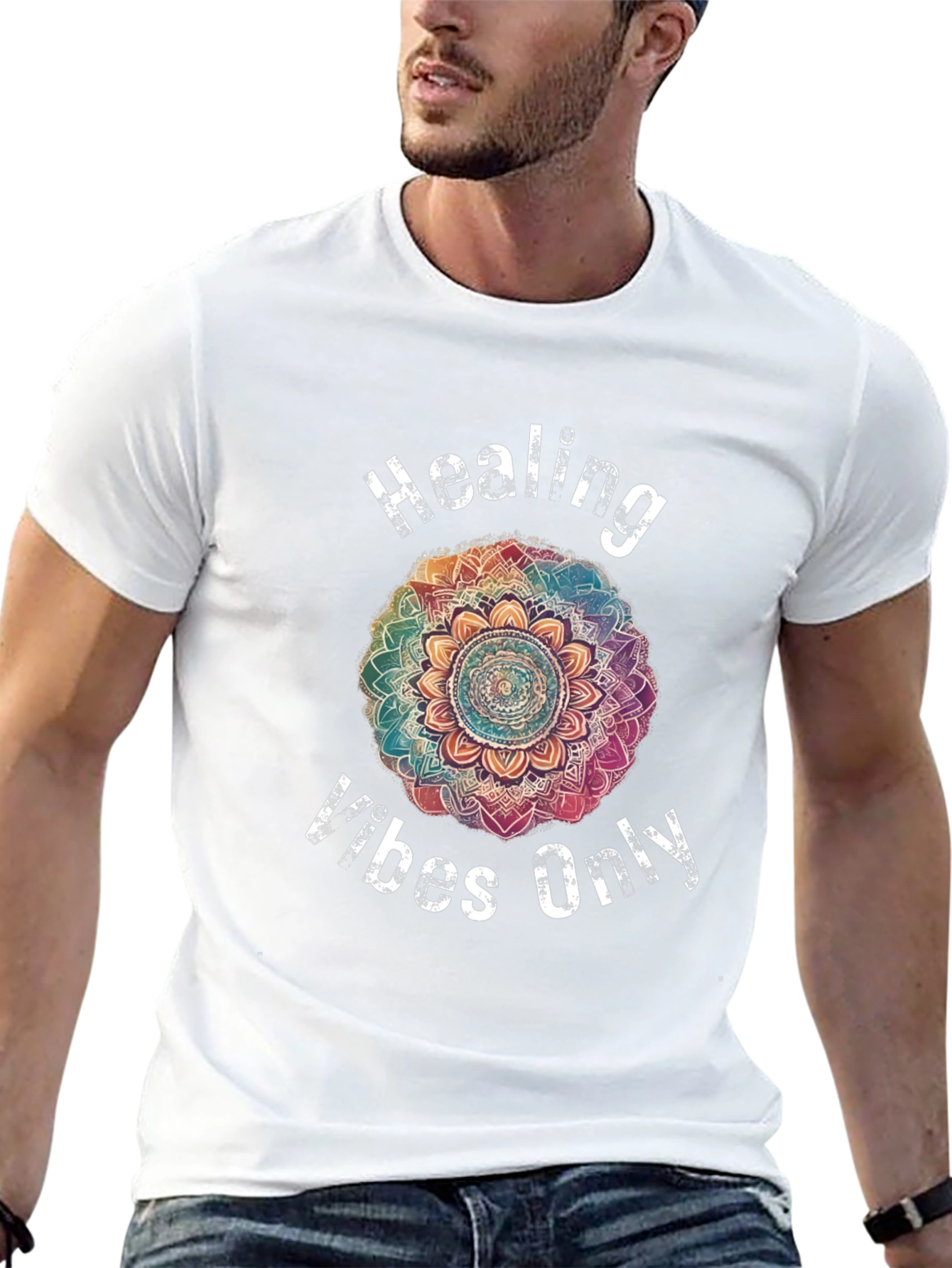 Healing Vibes Only Mandala Graphic T-Shirt