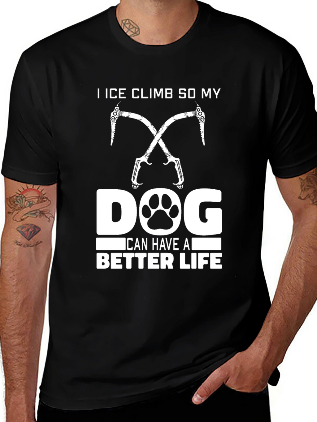 Ice Climbing Dog T-Shirt – “I Climb for My Dog” Graphic Tee