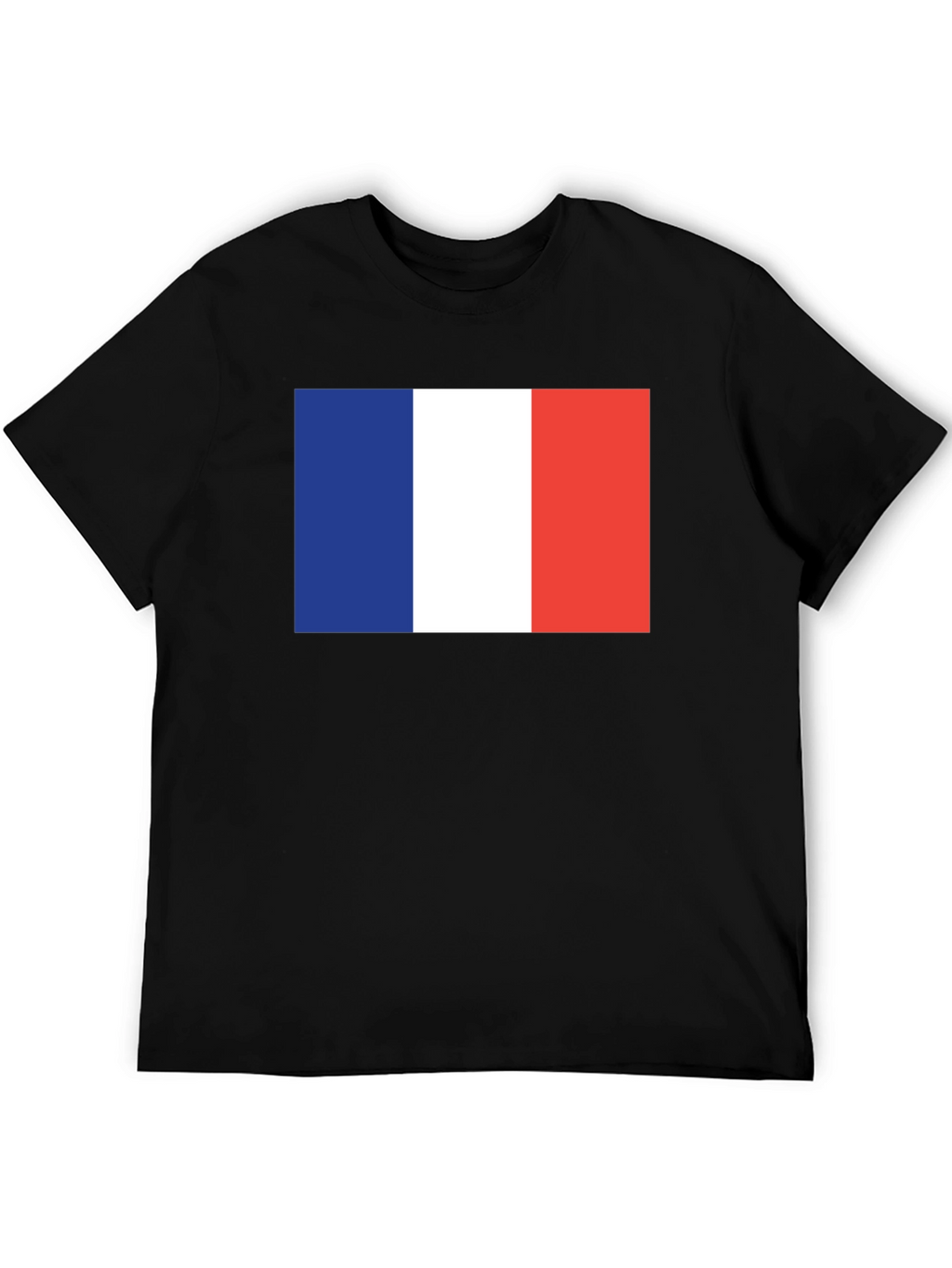 French Flag Graphic Tee - Black Cotton T-Shirt