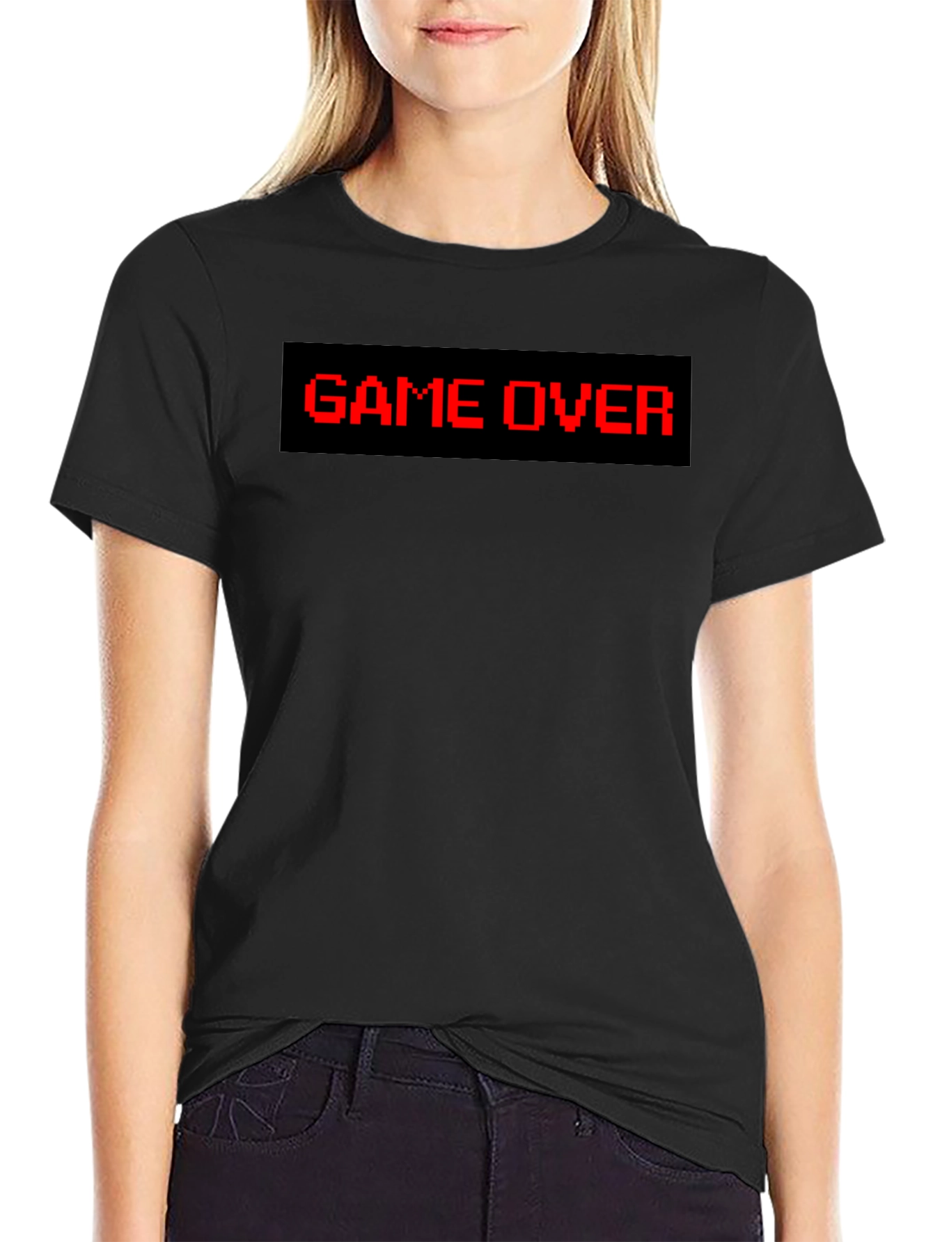 Game Over Pixel Graphic Black Tee - Retro Gaming Shirt