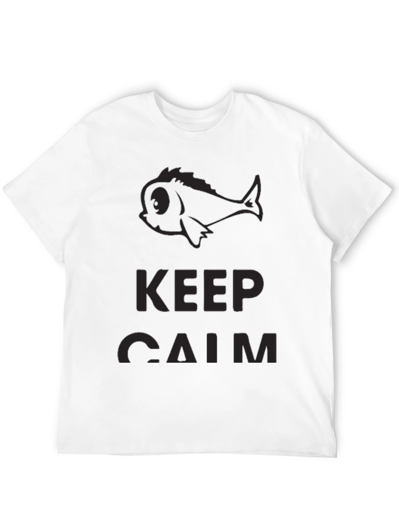Keep Calm Fish Graphic Black T-Shirt