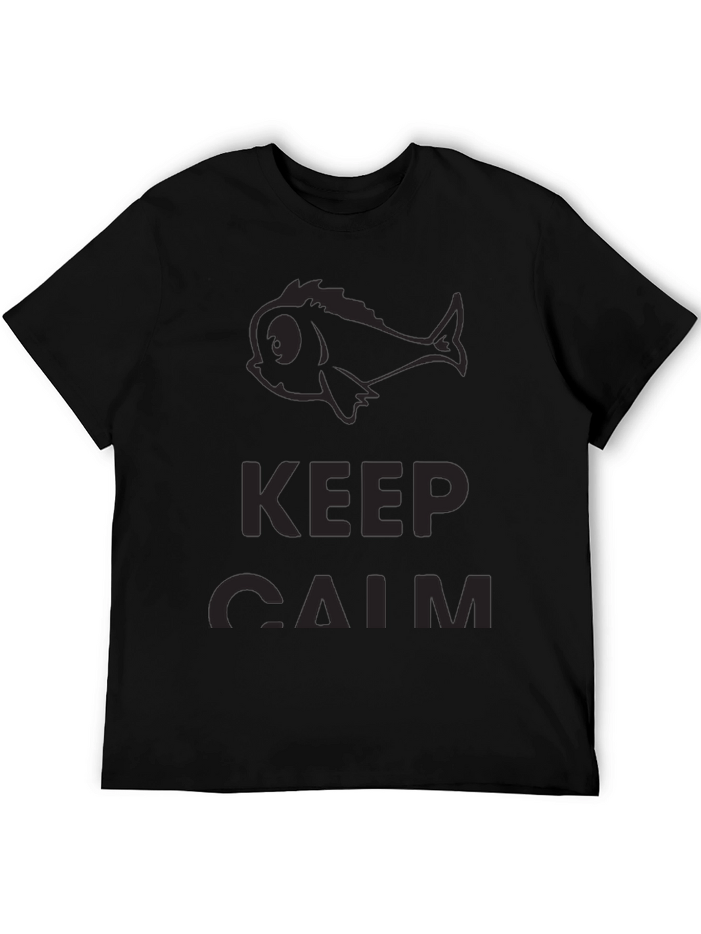Keep Calm Fish Graphic Black T-Shirt