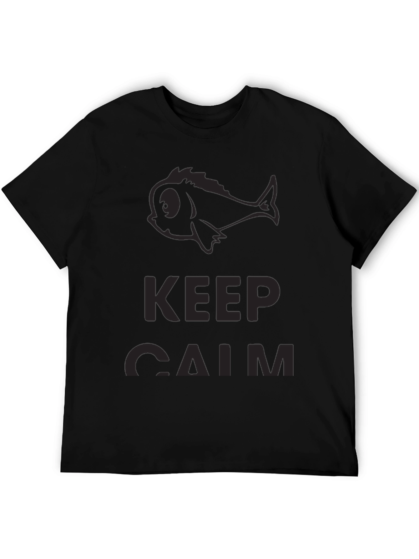 Keep Calm Fish Graphic Black T-Shirt