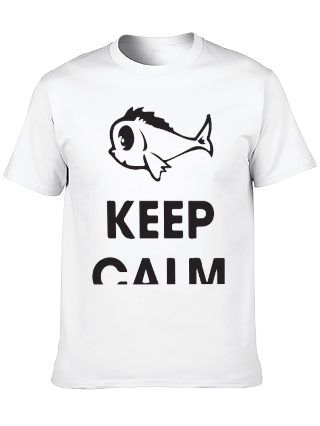 Keep Calm Fish Graphic Black T-Shirt