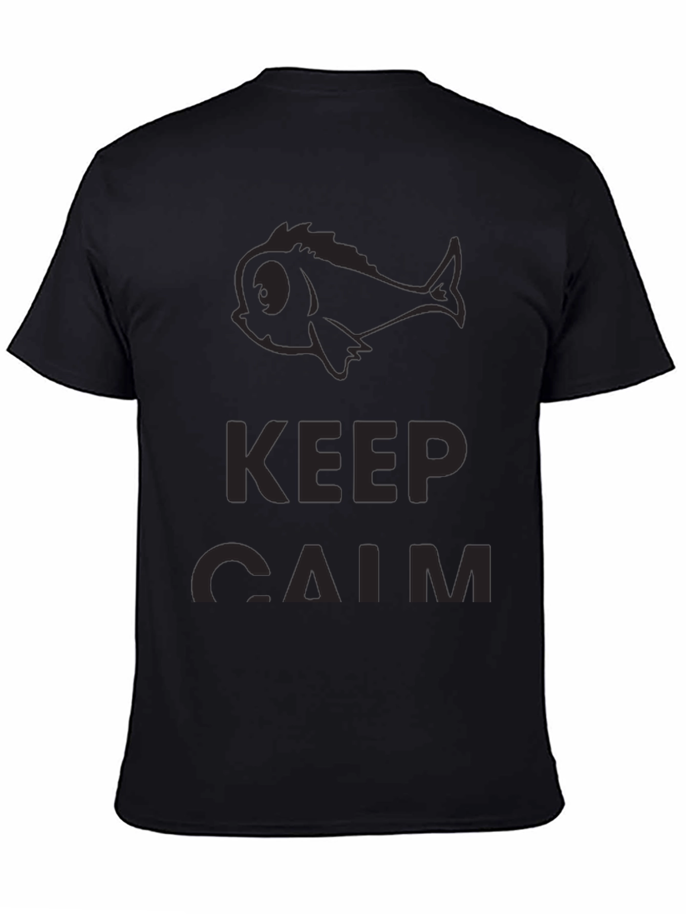 Keep Calm Fish Graphic Black T-Shirt