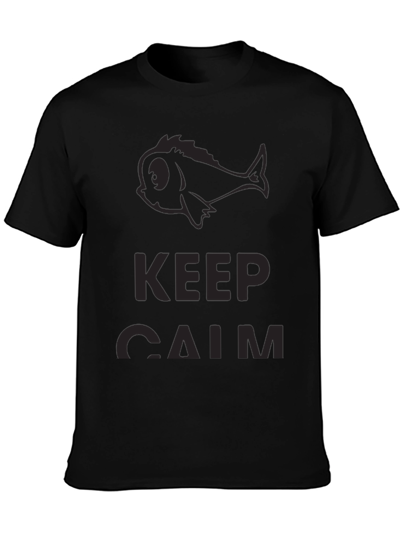 Keep Calm Fish Graphic Black T-Shirt