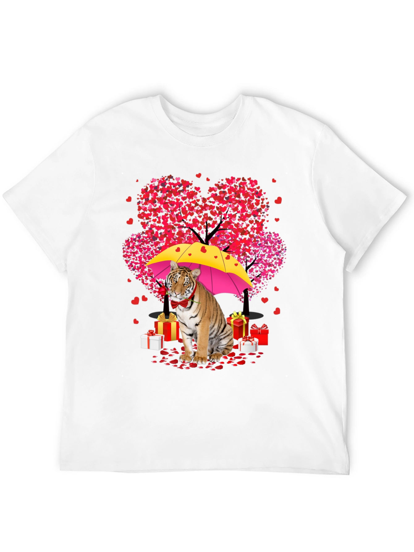 Tiger Valentines Day T-Shirt: Heart Tree & Gifts