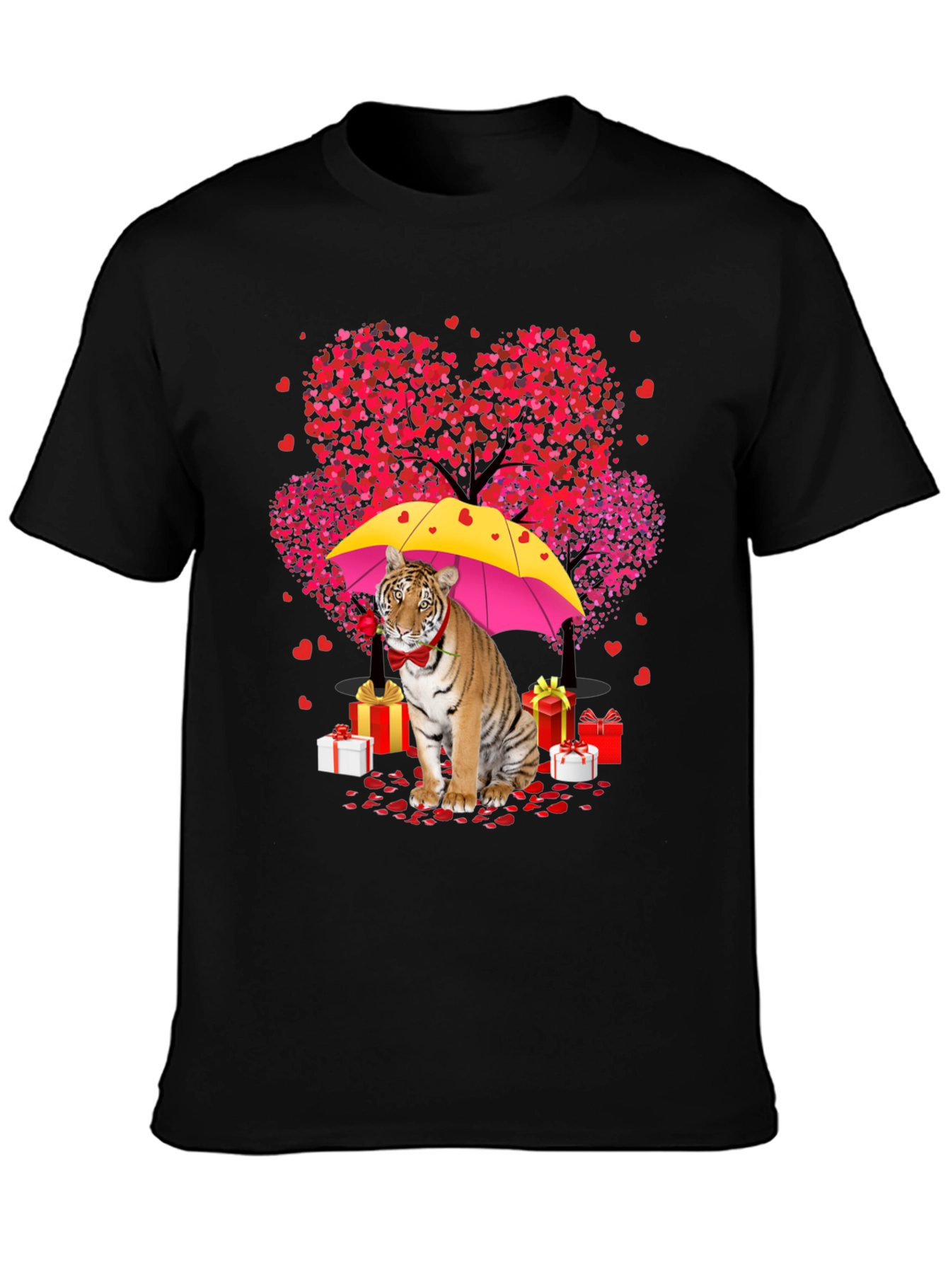 Tiger Valentines Day T-Shirt: Heart Tree & Gifts