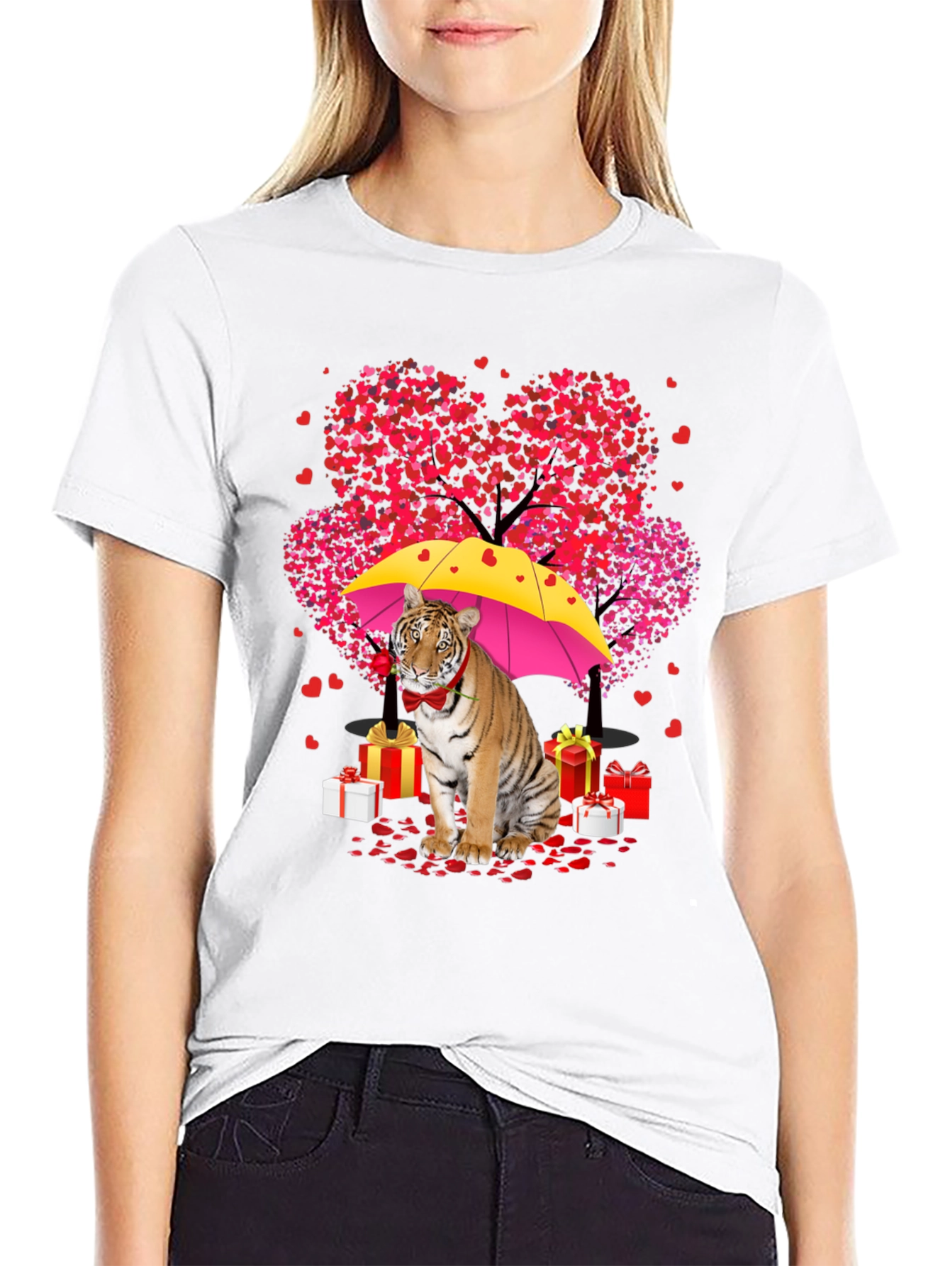 Tiger Valentines Day T-Shirt: Heart Tree & Gifts