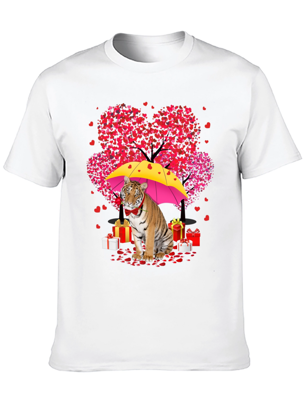 Tiger Valentines Day T-Shirt: Heart Tree & Gifts