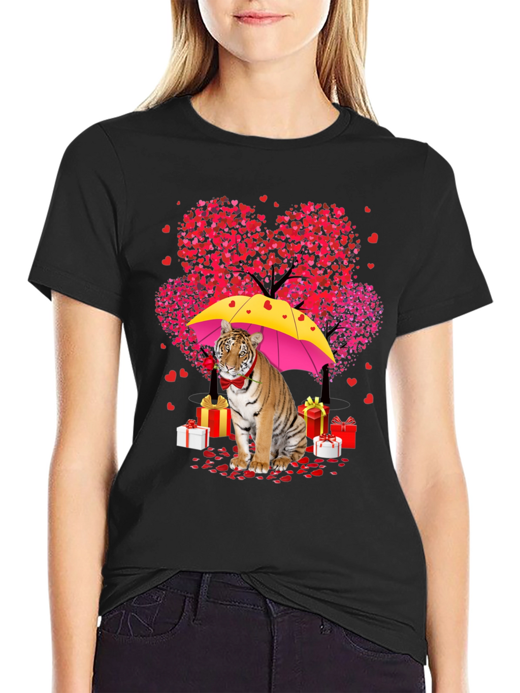 Tiger Valentines Day T-Shirt: Heart Tree & Gifts