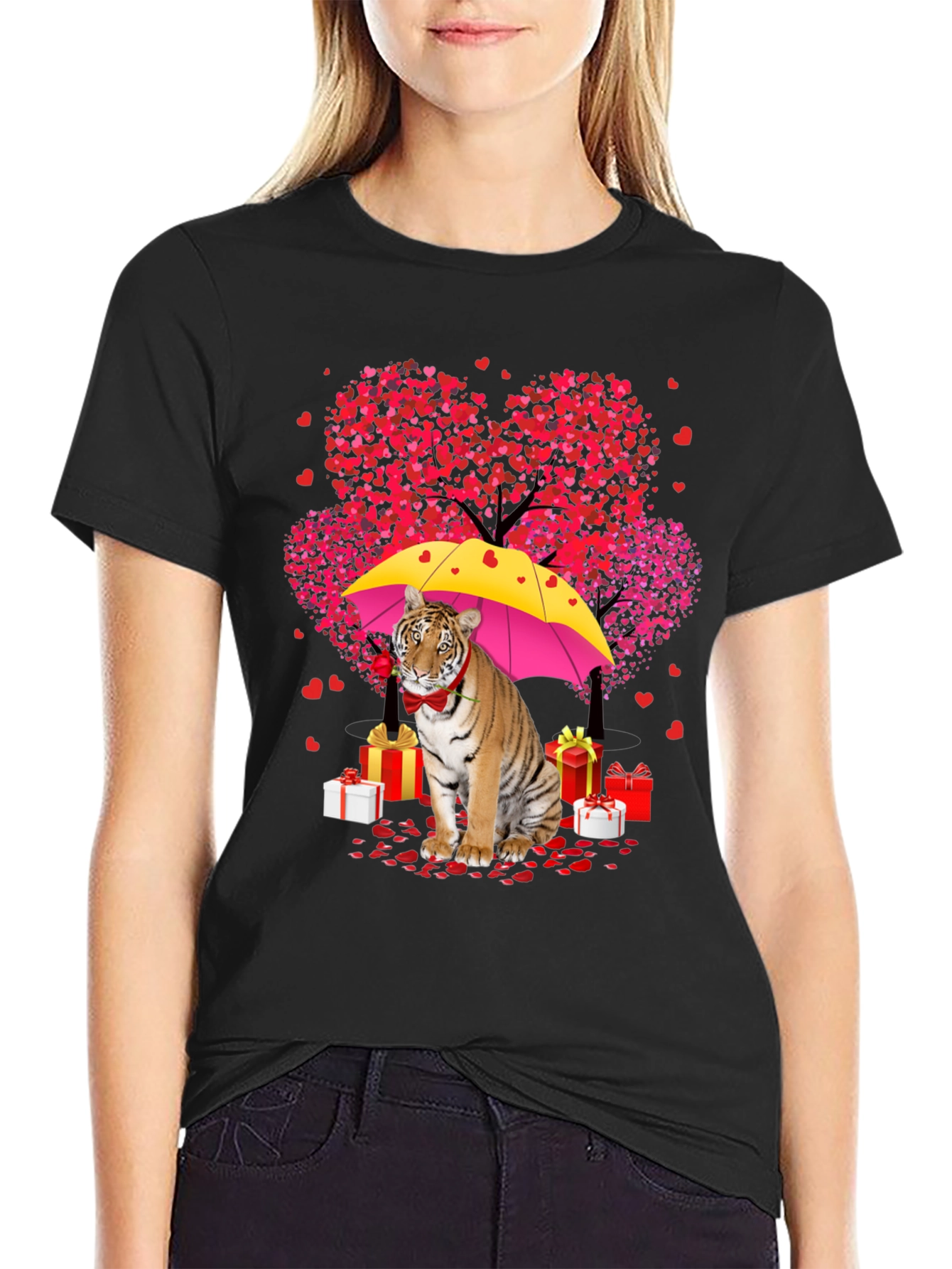 Tiger Valentines Day T-Shirt: Heart Tree & Gifts