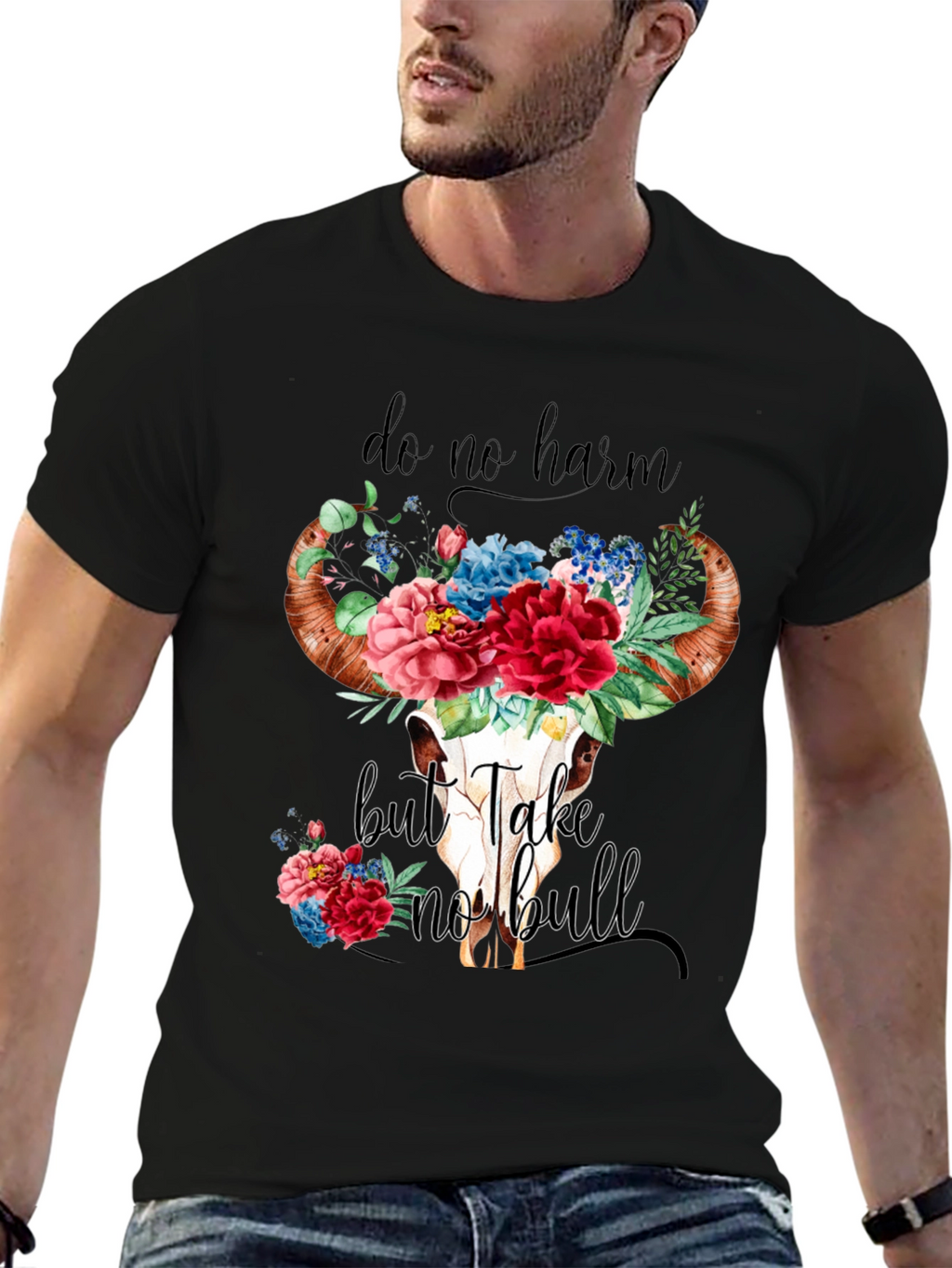 Do No Harm Bull Skull Graphic Tee