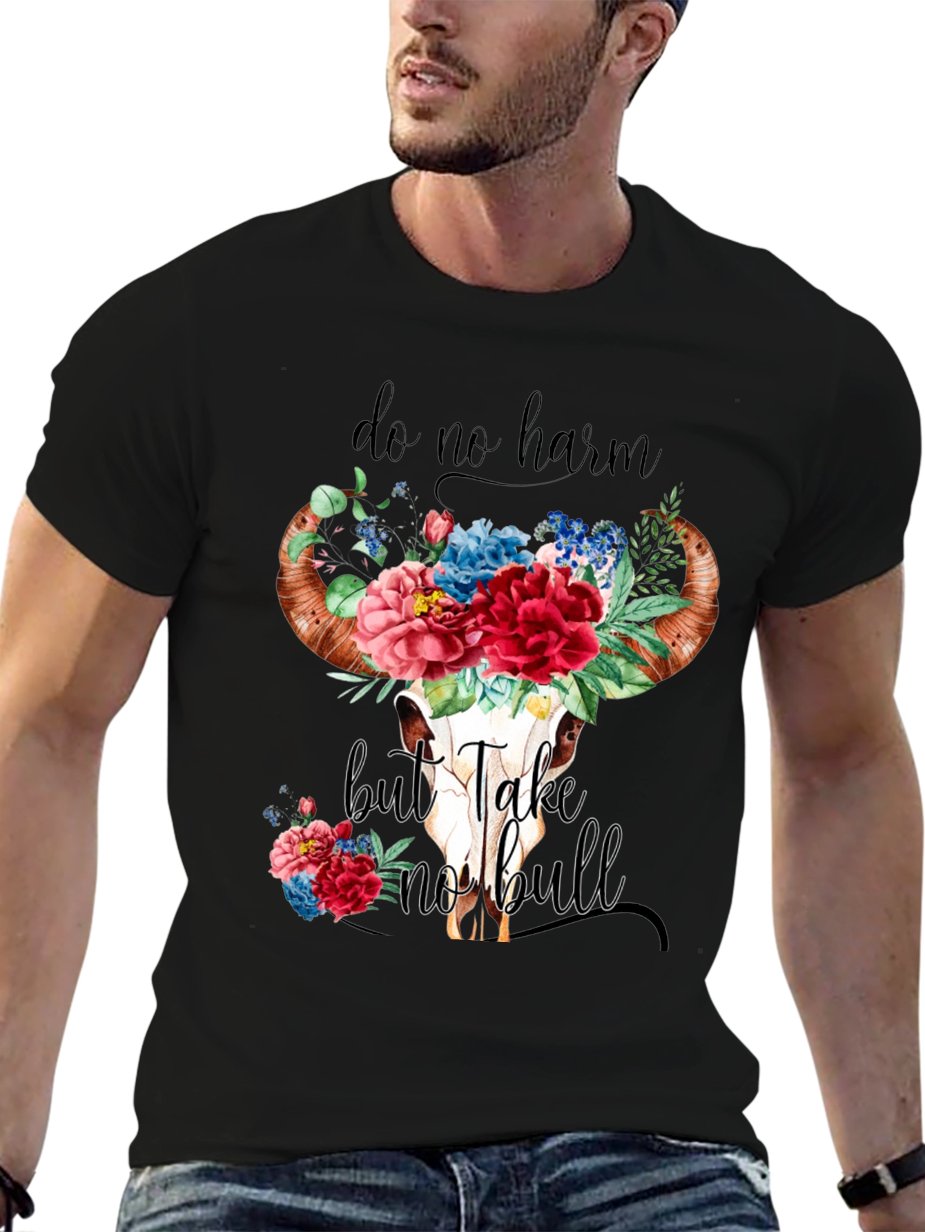 Do No Harm Bull Skull Graphic Tee