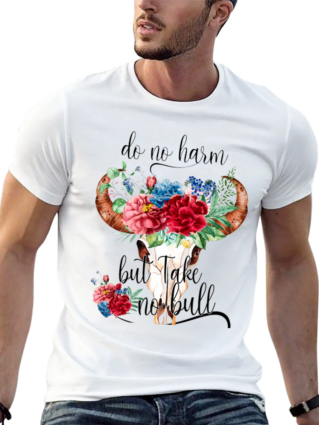Do No Harm Bull Skull Graphic Tee