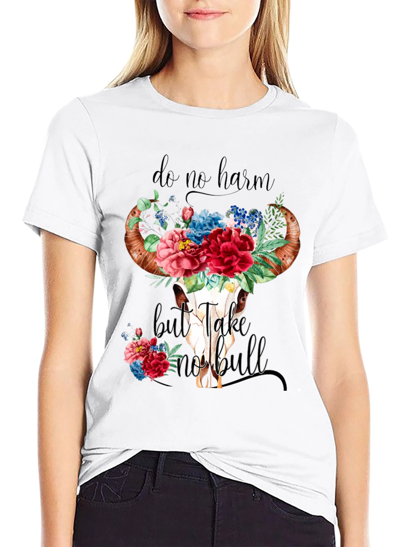 Do No Harm Bull Skull Graphic Tee