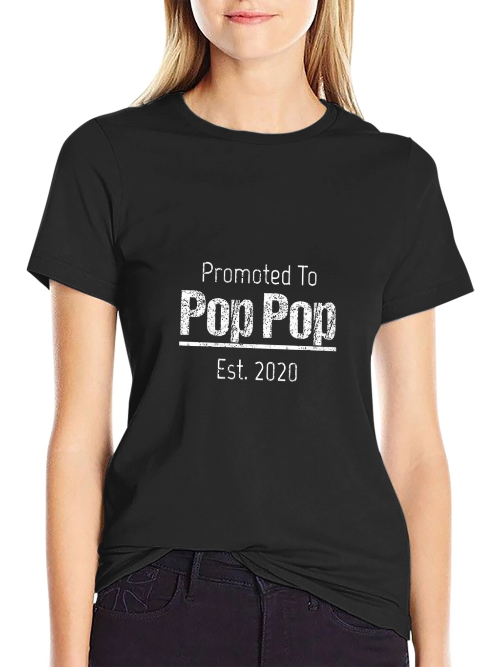 Promoted To Pop Pop Est. 2020 Black T-Shirt