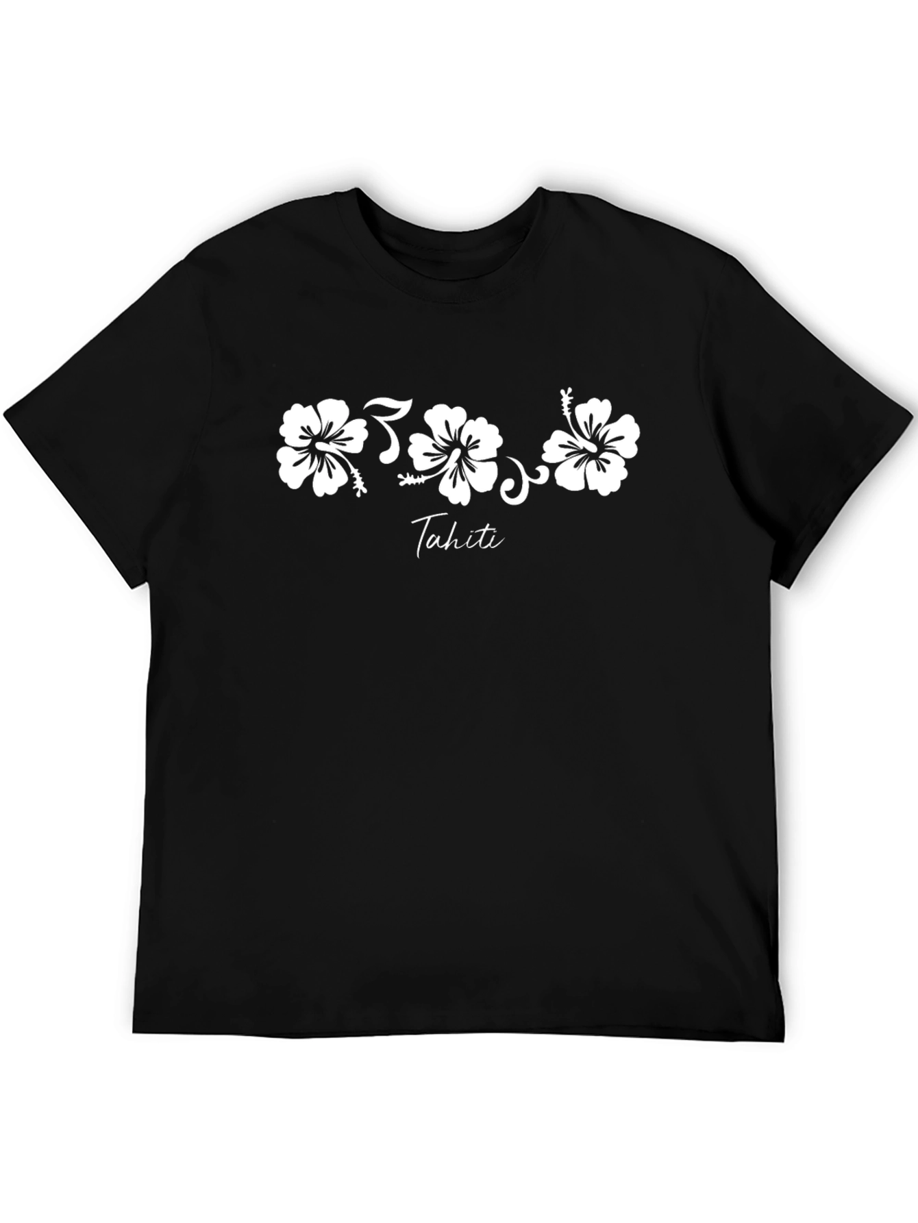 Tahiti Hibiscus Floral Graphic Tee - Black
