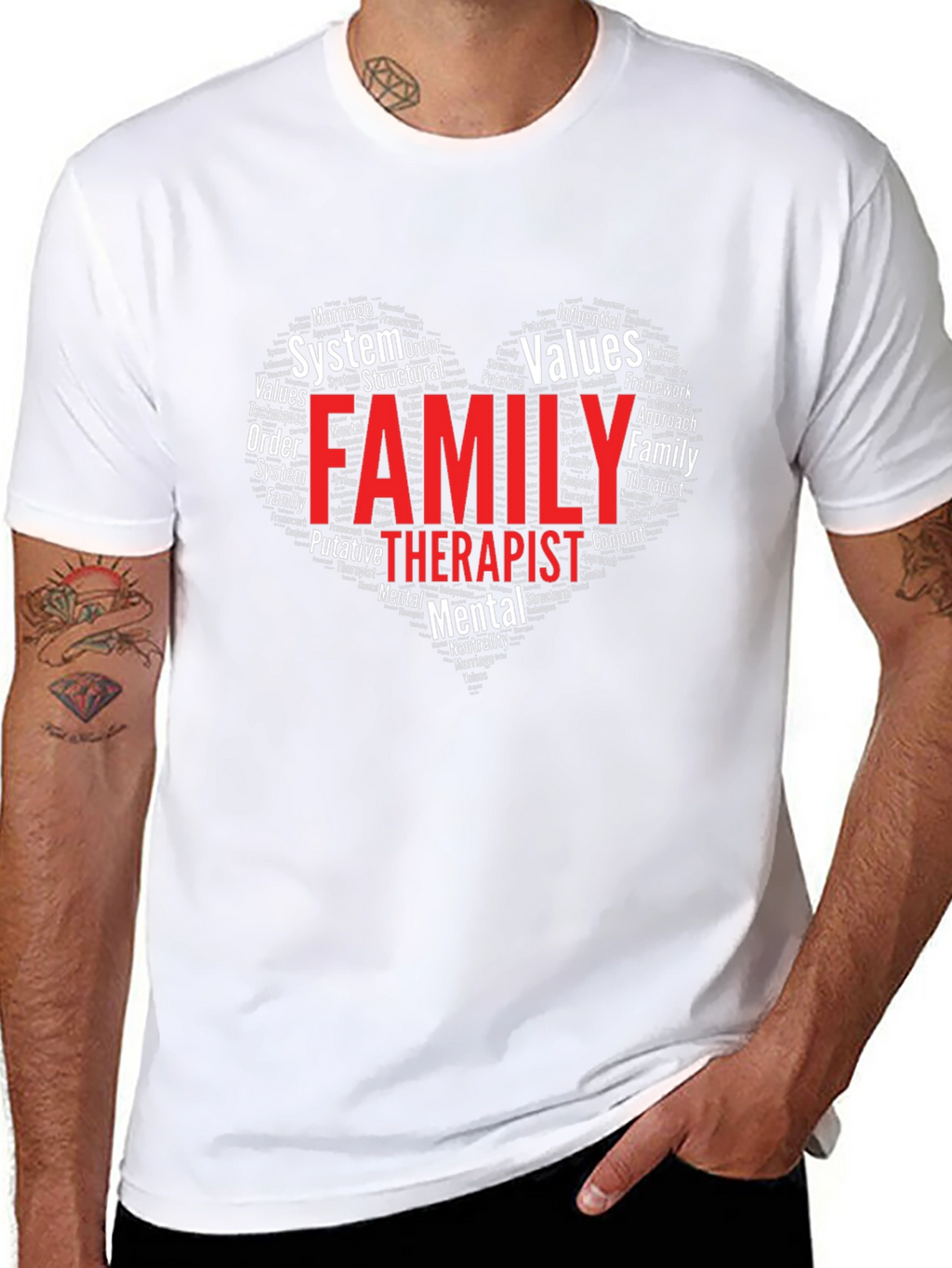 Family Therapist Word Art Heart T-Shirt