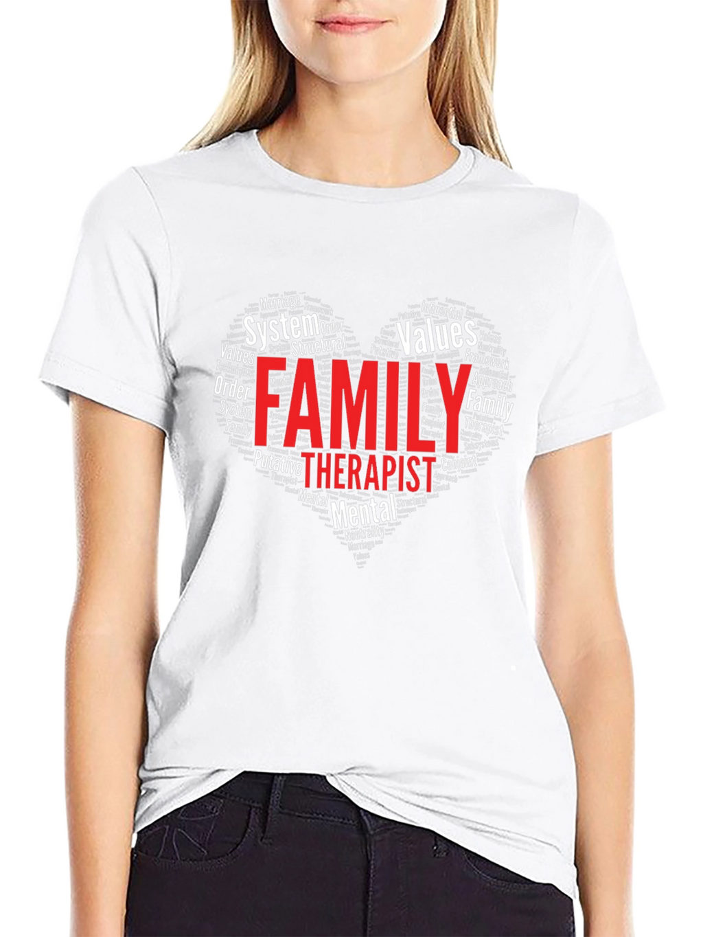 Family Therapist Word Art Heart T-Shirt