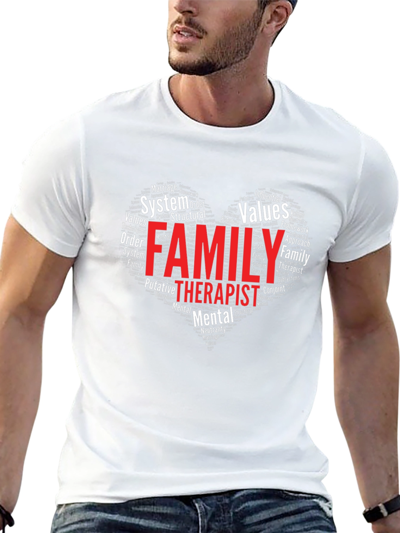Family Therapist Word Art Heart T-Shirt