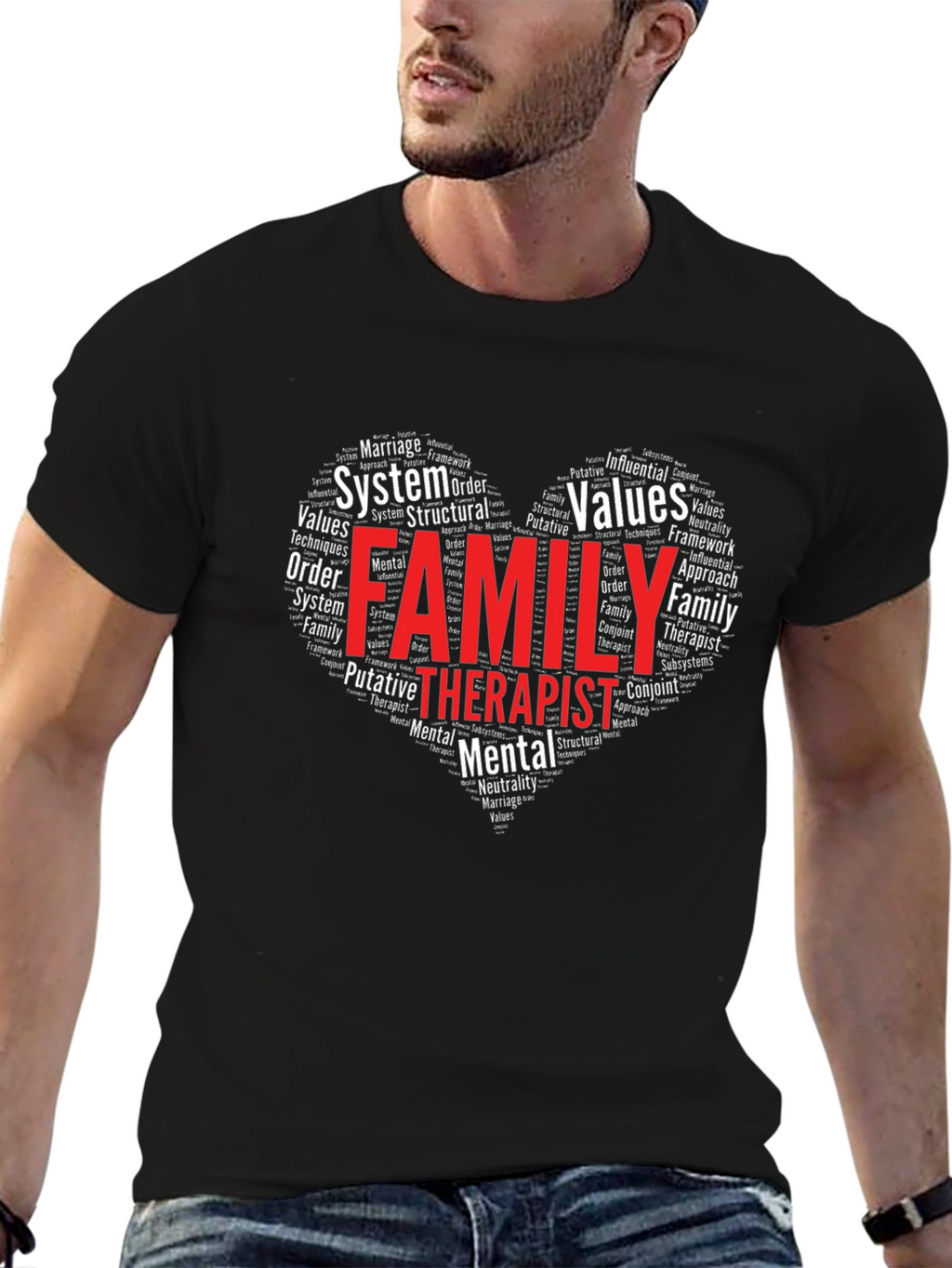 Family Therapist Word Art Heart T-Shirt