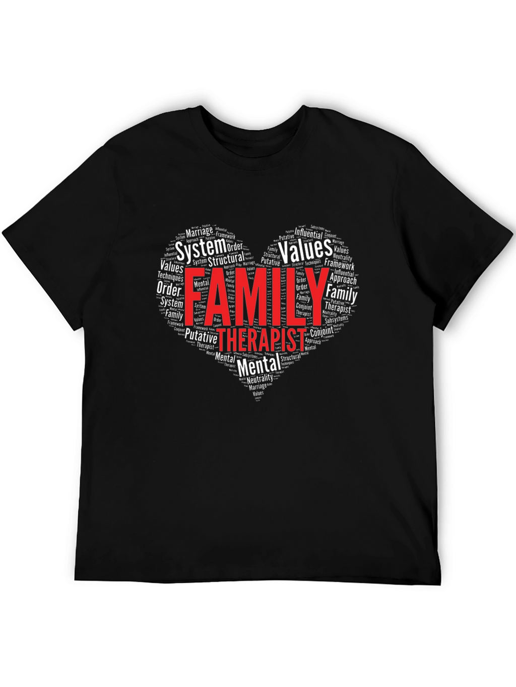 Family Therapist Word Art Heart T-Shirt