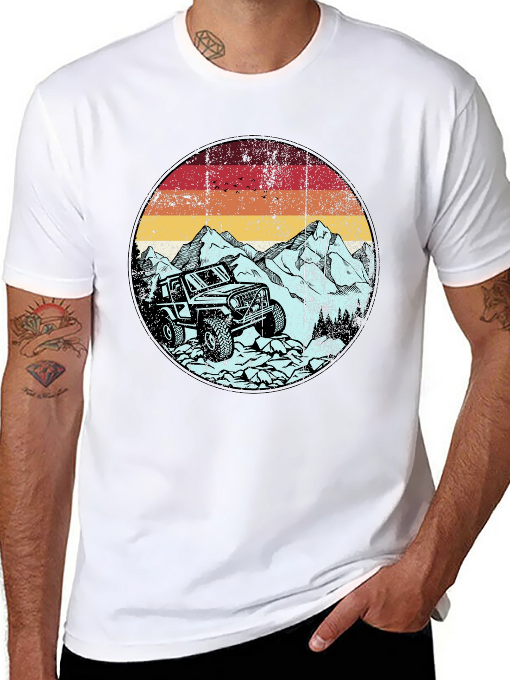 Off-Road Adventure Tee: Mountain Jeep Graphic