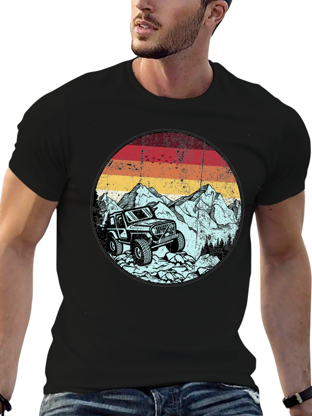 Off-Road Adventure Tee: Mountain Jeep Graphic