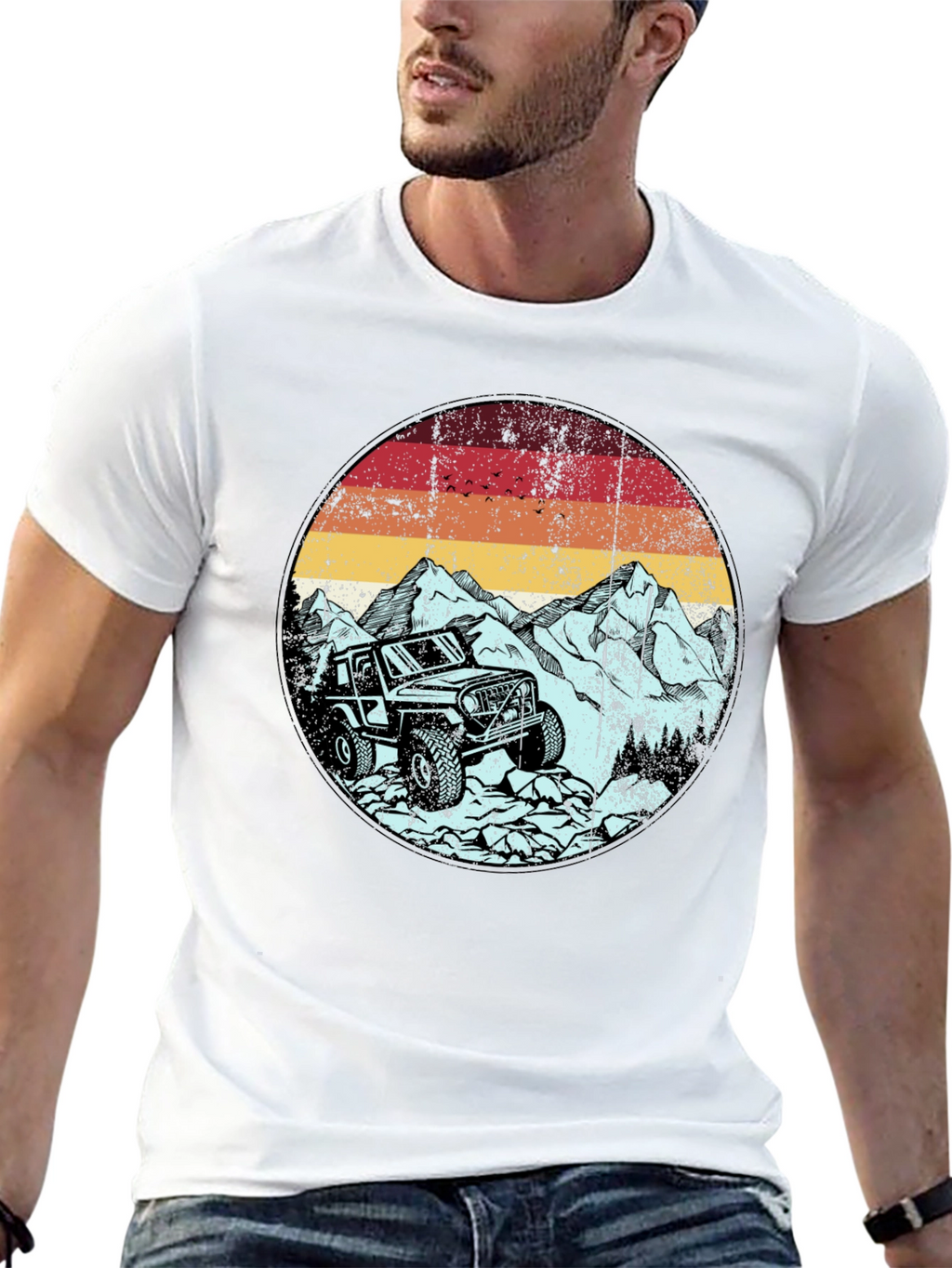 Off-Road Adventure Tee: Mountain Jeep Graphic