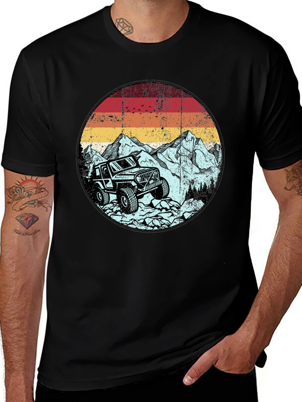 Off-Road Adventure Tee: Mountain Jeep Graphic