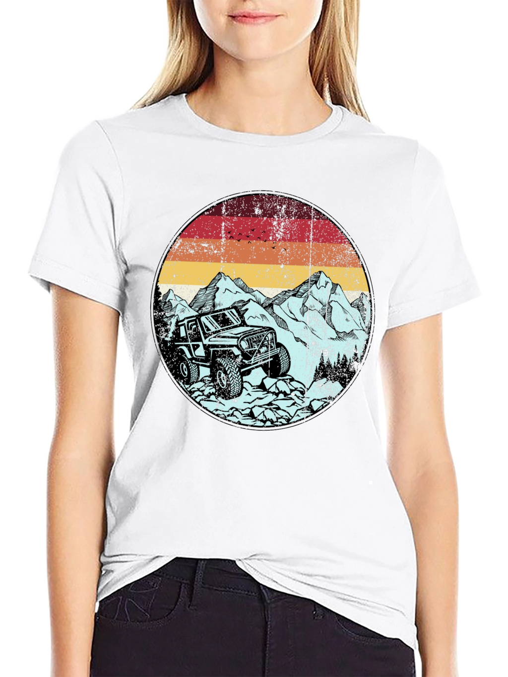 Off-Road Adventure Tee: Mountain Jeep Graphic
