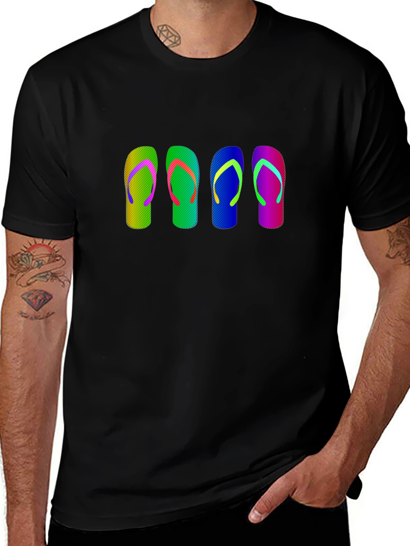 Colorful Flip Flop Graphic T-Shirt