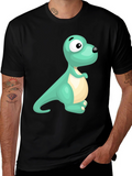 Cartoon Dinosaur Graphic Black T-Shirt