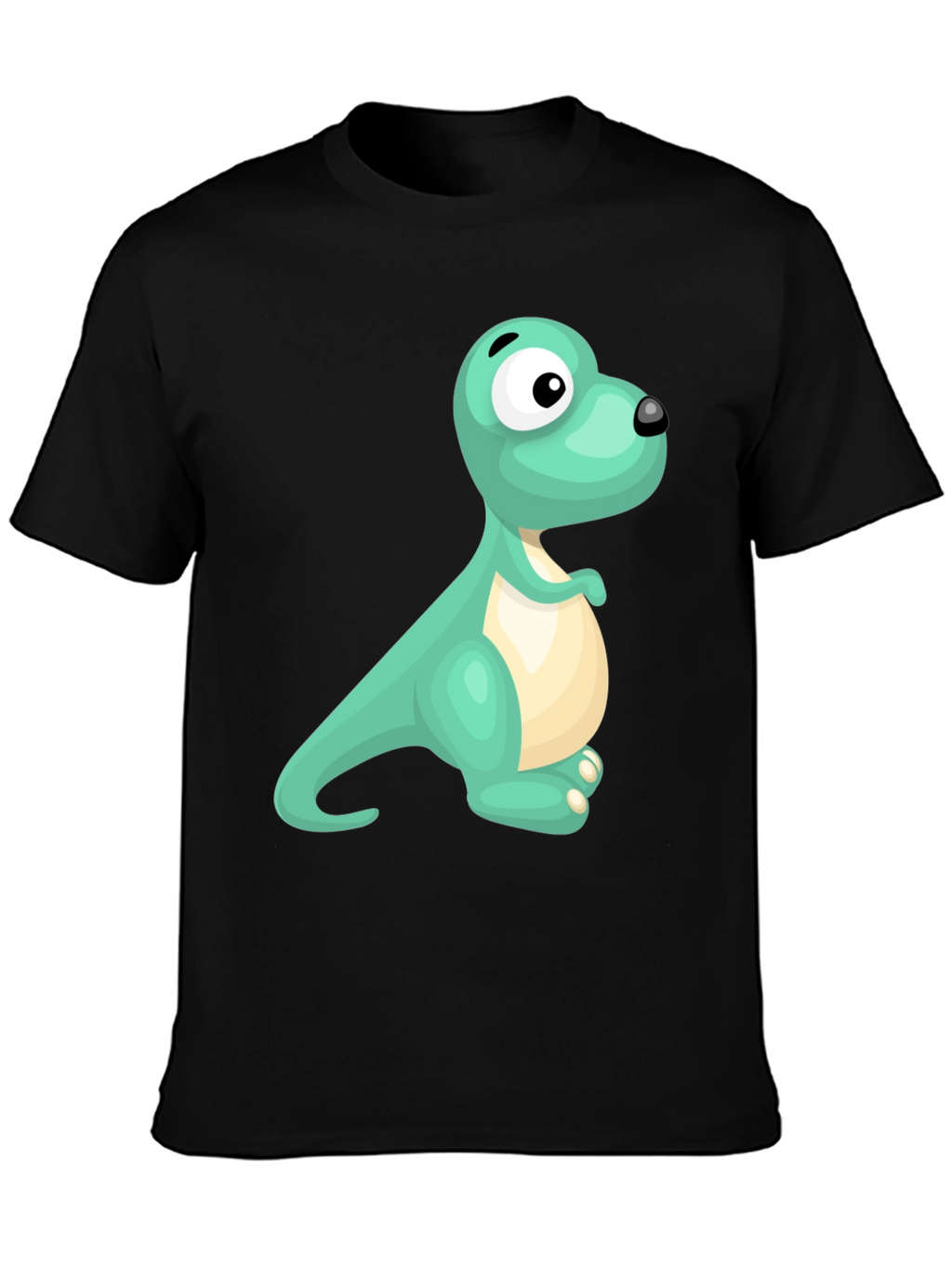 Cartoon Dinosaur Graphic Black T-Shirt
