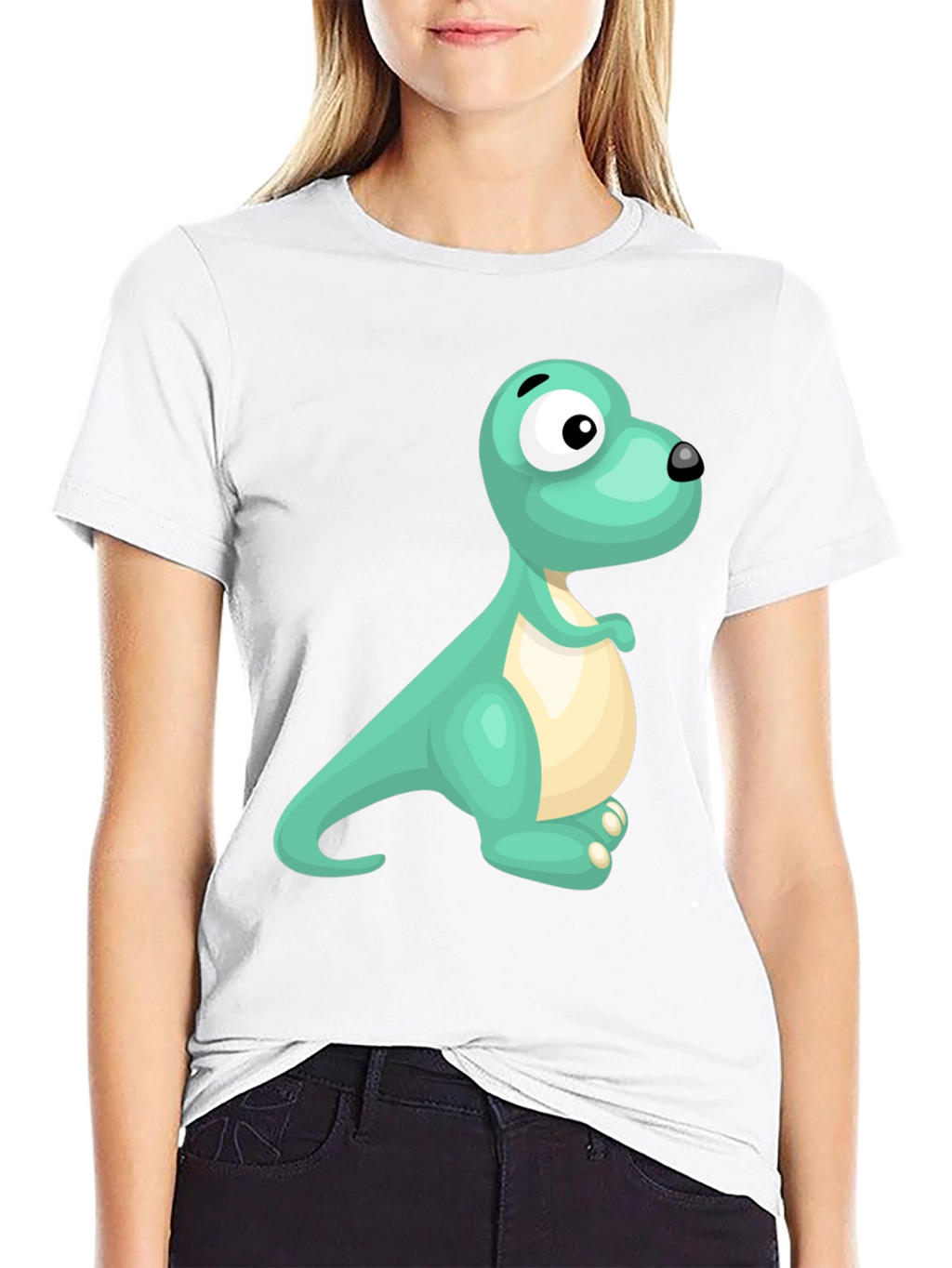 Cartoon Dinosaur Graphic Black T-Shirt