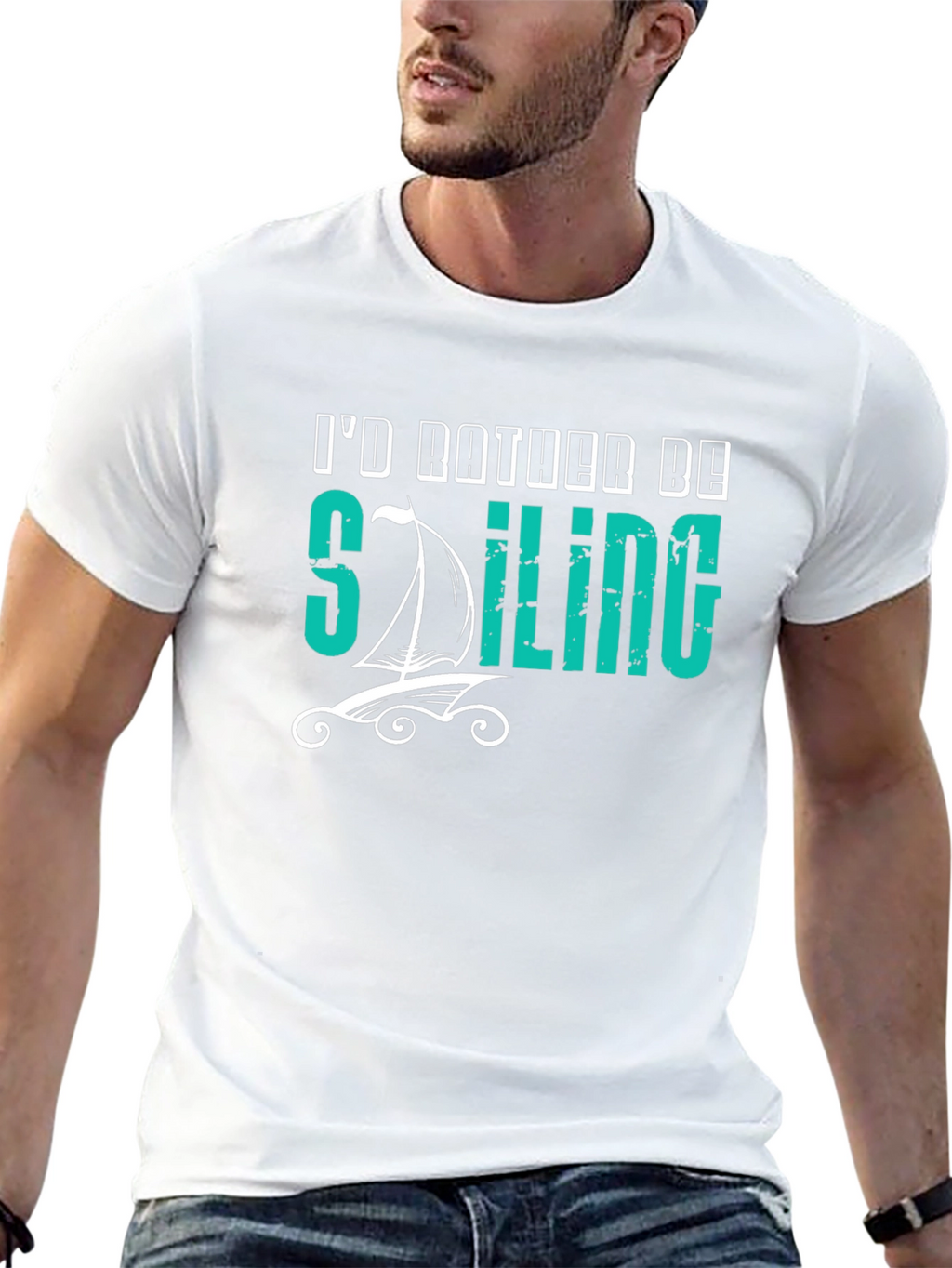Id Rather Be Sailing Black T-Shirt