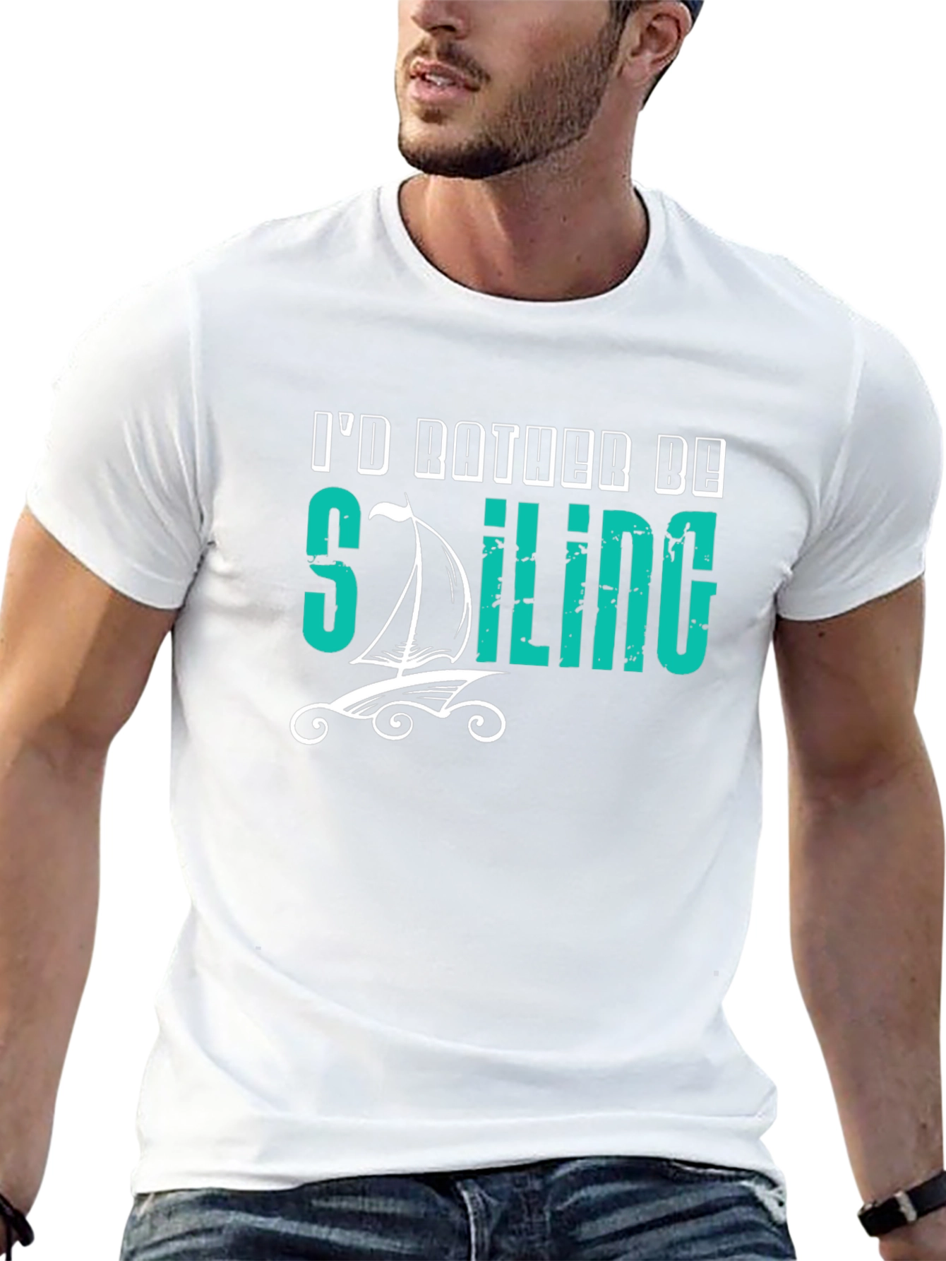 Id Rather Be Sailing Black T-Shirt