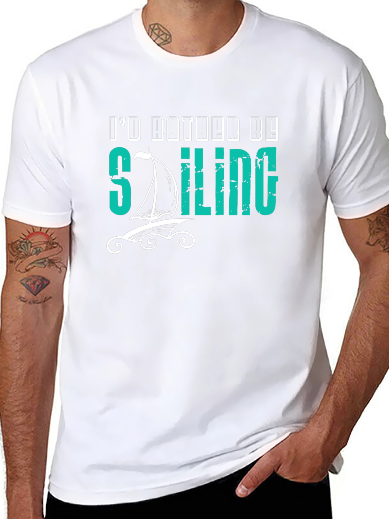 Id Rather Be Sailing Black T-Shirt