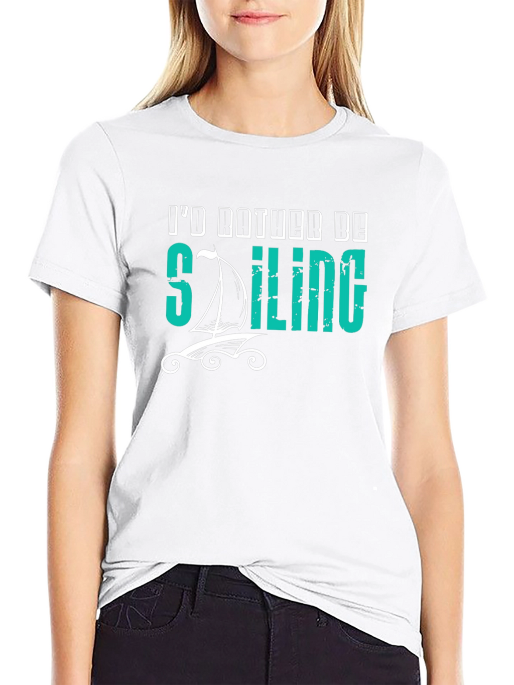 Id Rather Be Sailing Black T-Shirt
