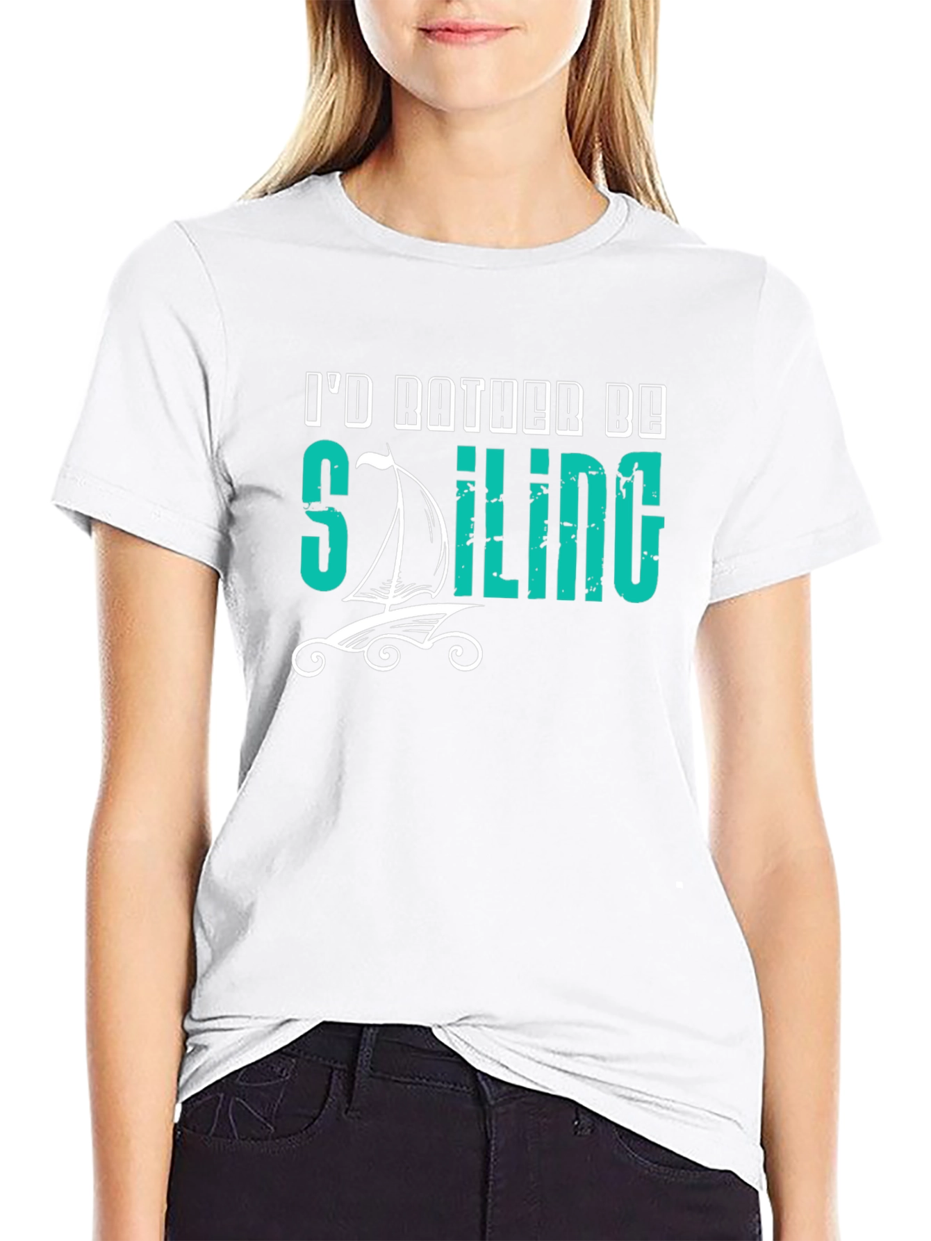 Id Rather Be Sailing Black T-Shirt