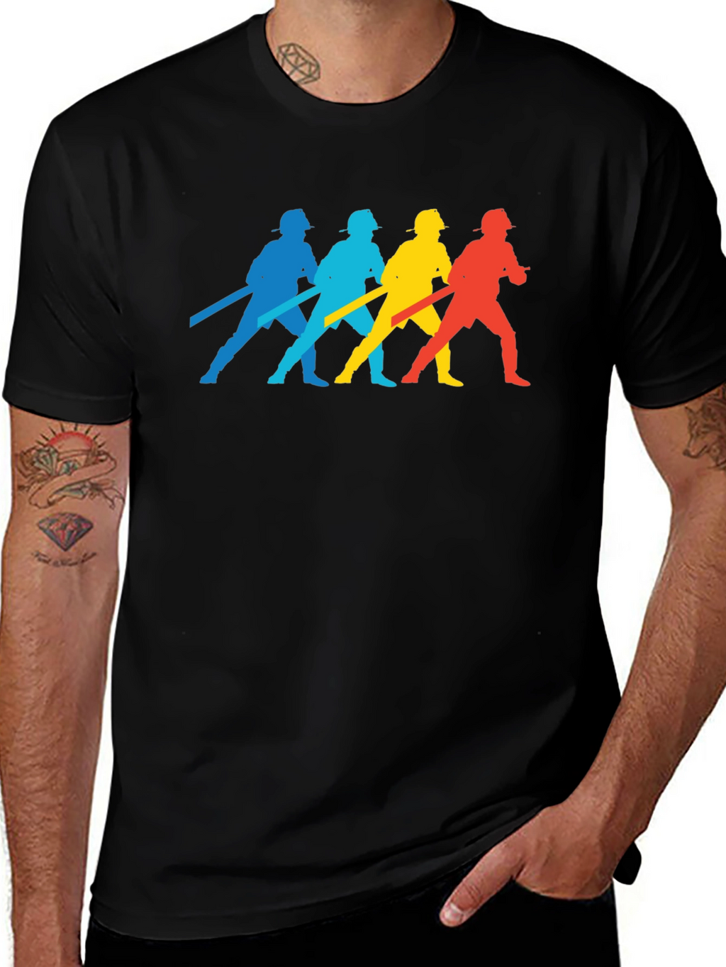 Firefighter Silhouette T-Shirt - Black