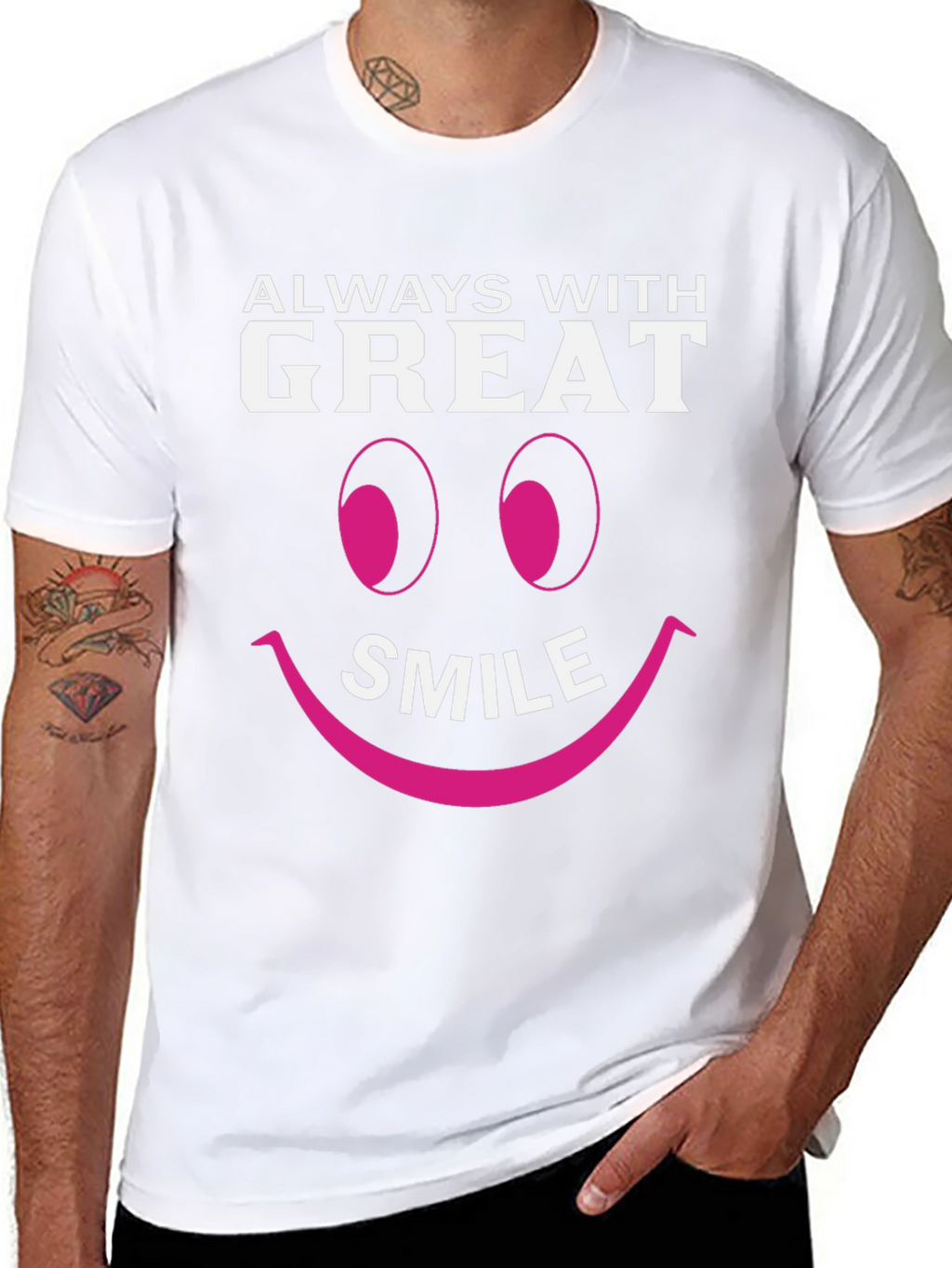 Always With Great Smile Black Graphic T-Shirt