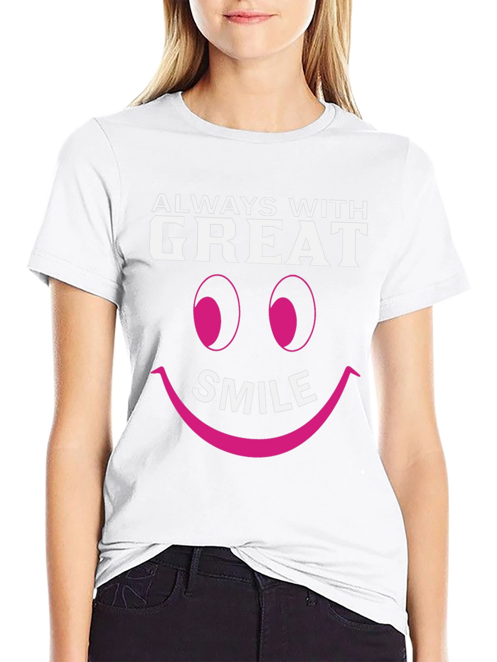 Always With Great Smile Black Graphic T-Shirt