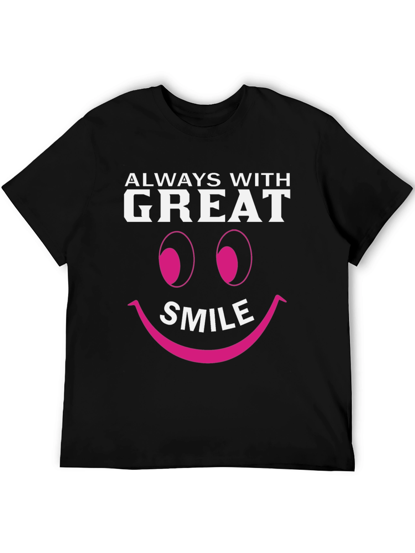 Always With Great Smile Black Graphic T-Shirt
