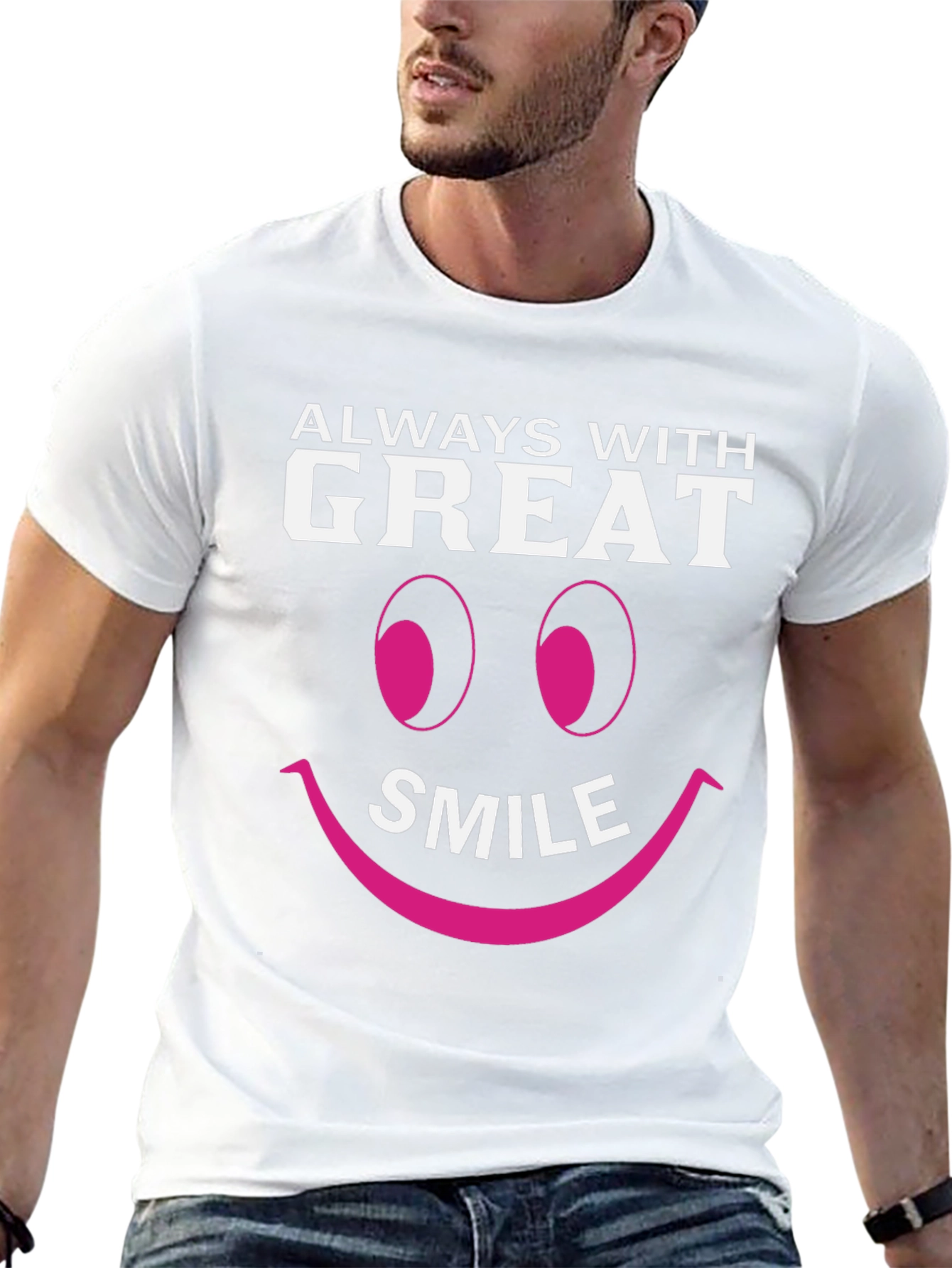 Always With Great Smile Black Graphic T-Shirt