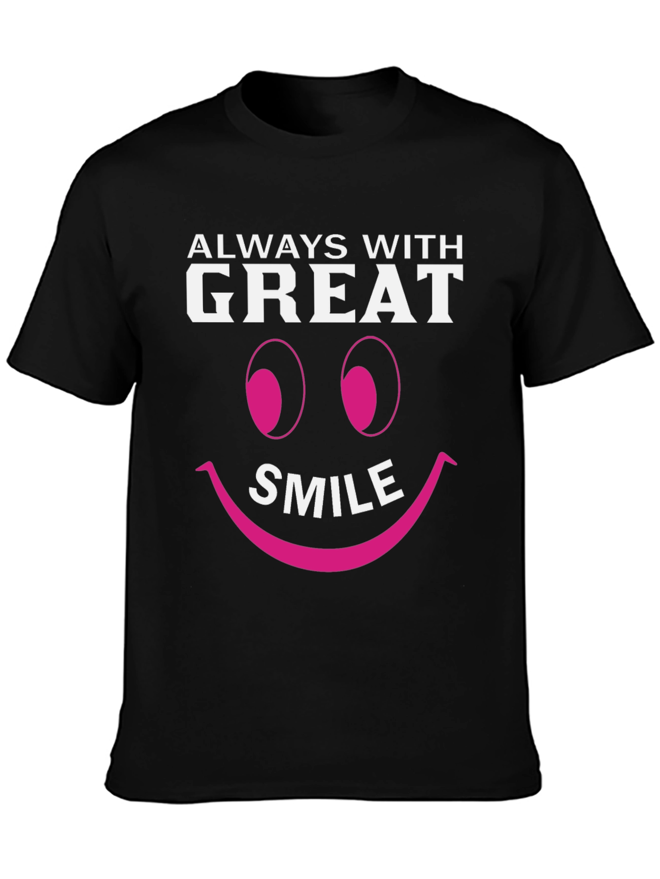 Always With Great Smile Black Graphic T-Shirt