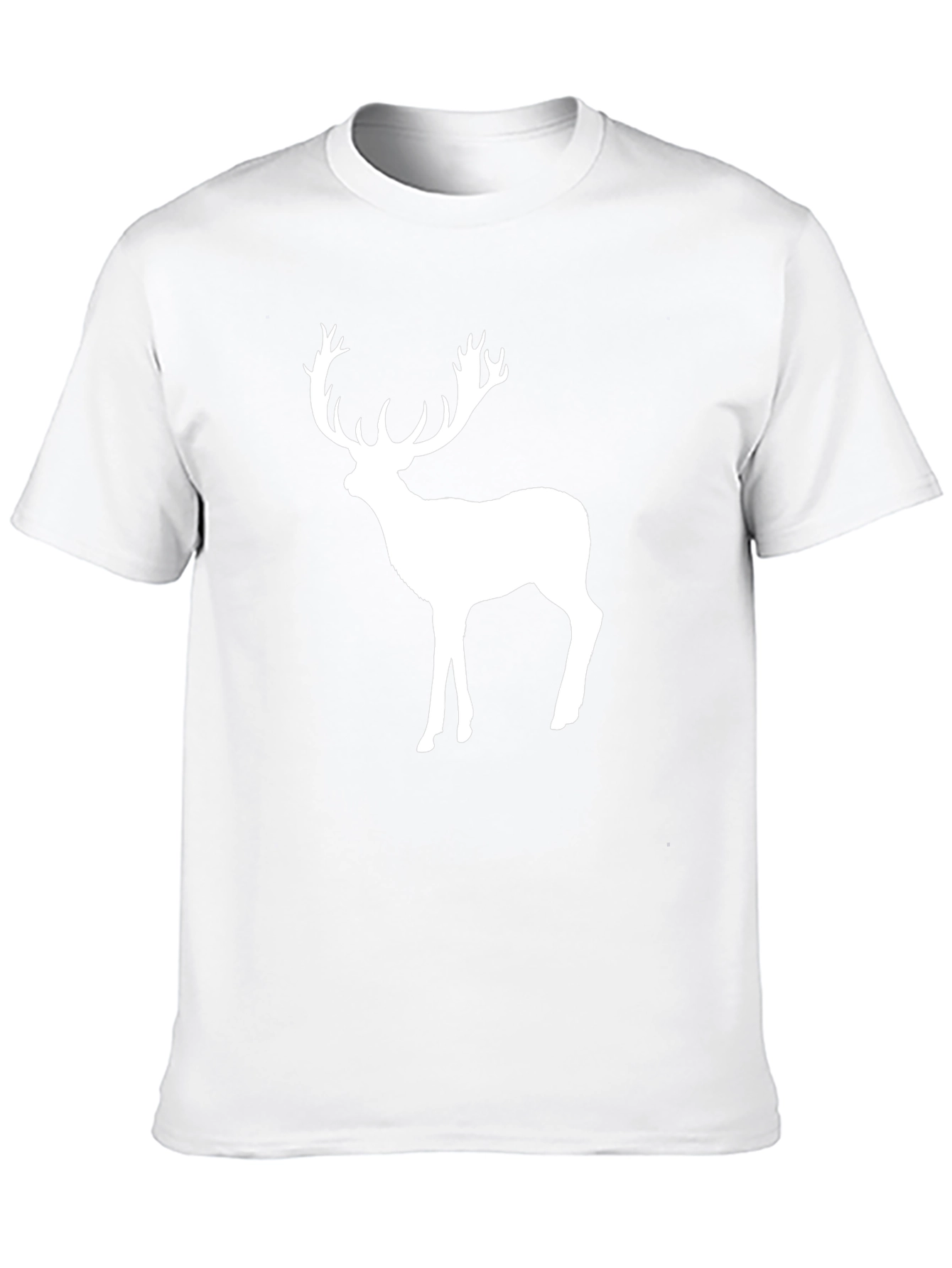 Mens Black T-Shirt with White Deer Graphic