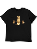 Cat Lifting Weights Funny Gym T-Shirt