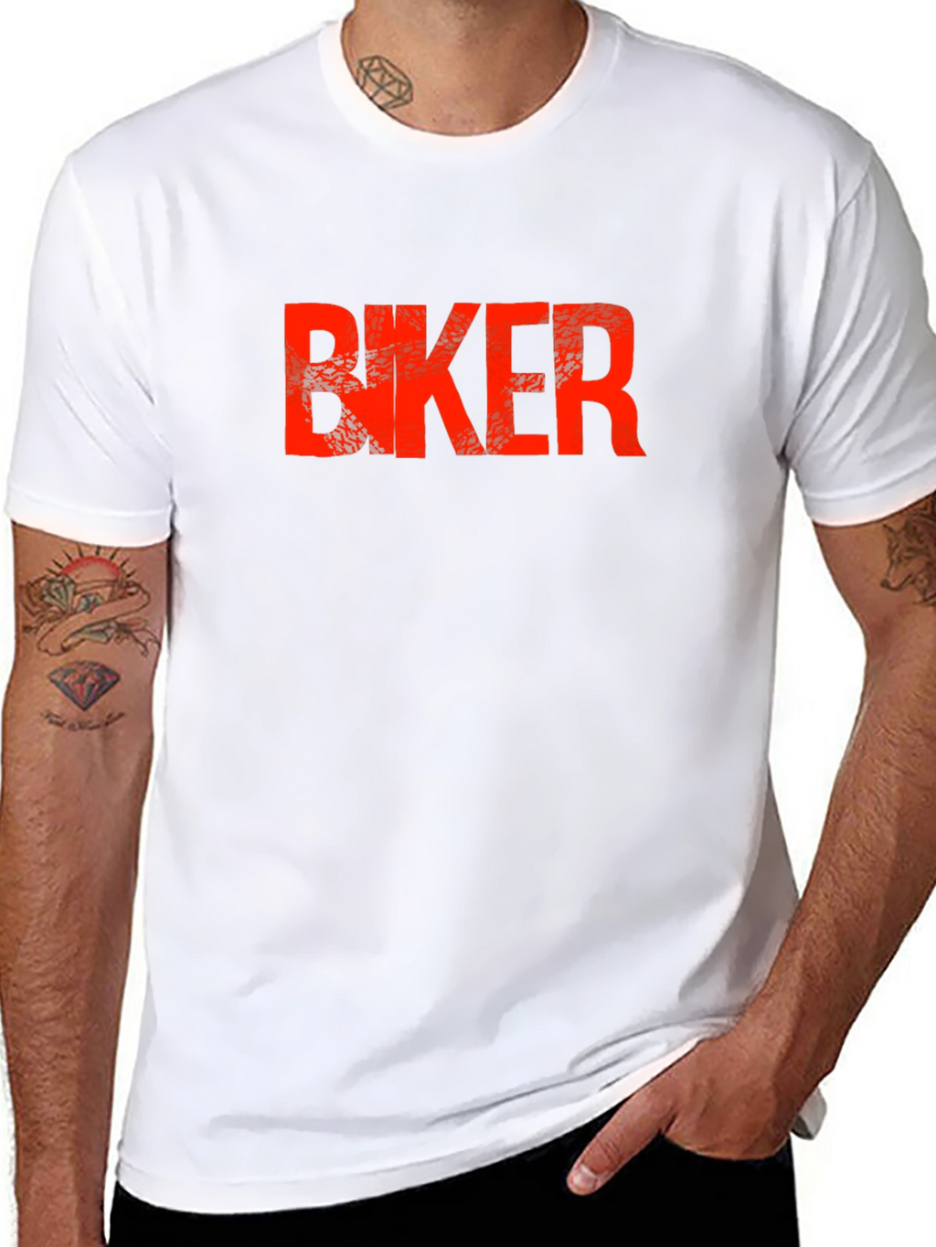 Biker Graphic T-Shirt - Bold Red Print on Black